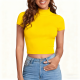 Bright Yellow Mock Neck Crop Top