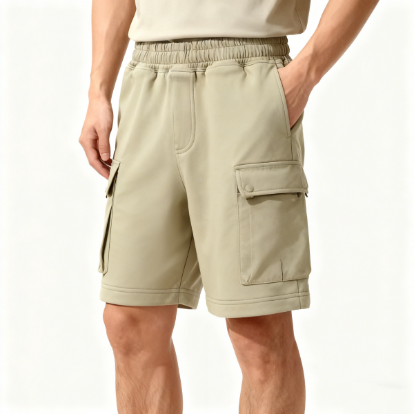 Light Beige Cargo Shorts with Utility Pockets